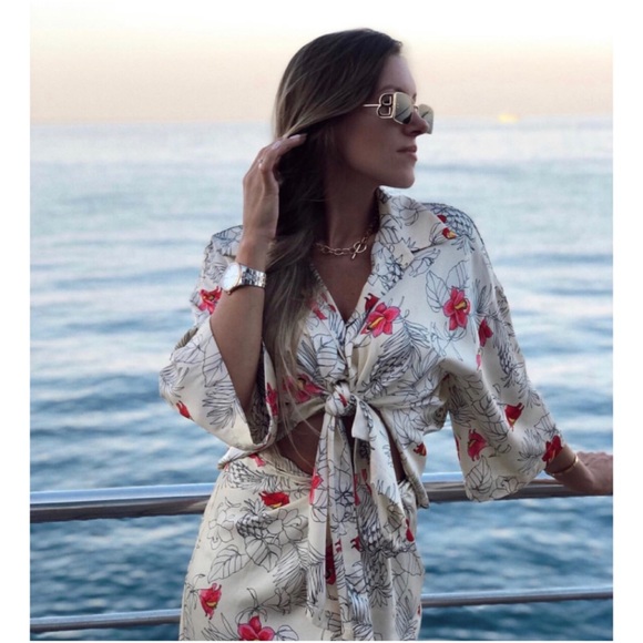 NWT Zara 2-Piece Printed Shirt & Knotted Skirt Set - Picture 11 of 16